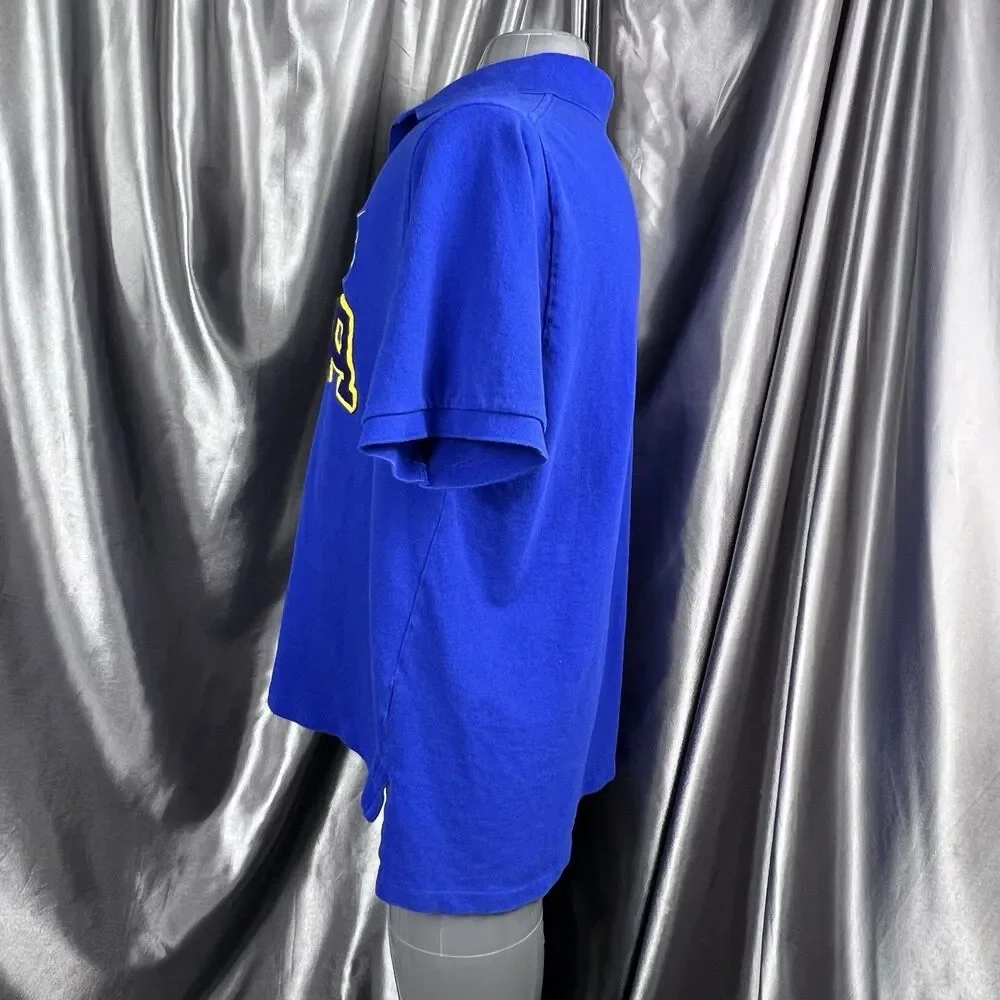 VTG Polo Ralph Lauren Men’s 2XB Blue Spellout Big Pony #3 Short‎ Sleeve 90s USA